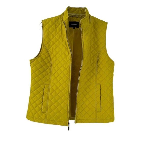 Nine West Vest Quilted Marigold Yellow Womens Size Medium Layering Full Zip - Picture 6 of 9